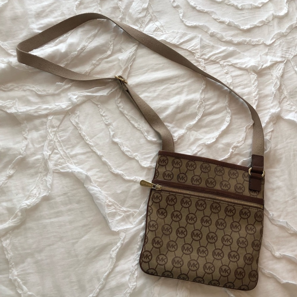 Michael Kors Leather and Cloth Crossbody Purse